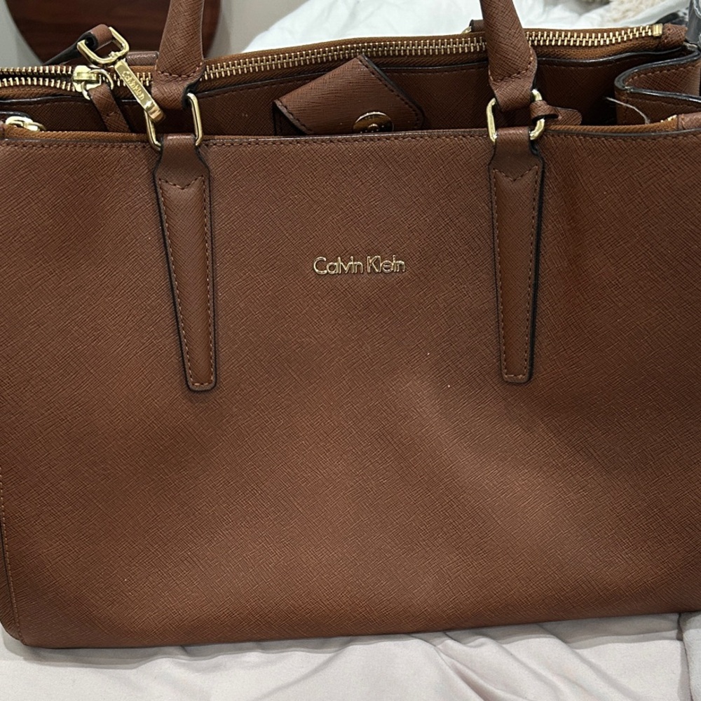 Calvin Klein Tan Leather Handbag with dust bag